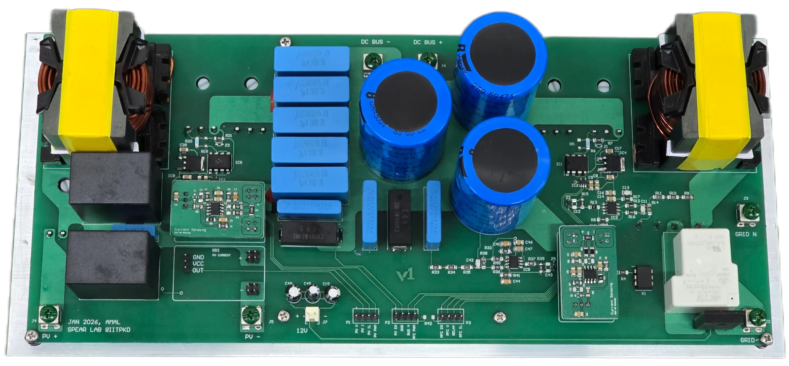 Custom PCB prototype for the hybrid solar–grid water-pump interface